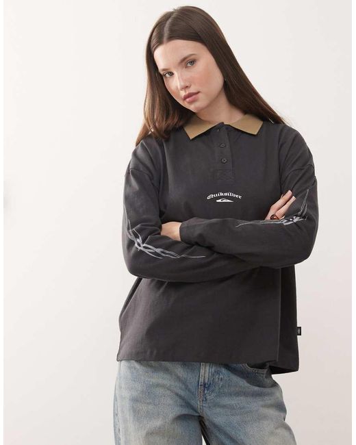 Quiksilver Black Mercury Standard Polo Long Sleeve Polo Shirt