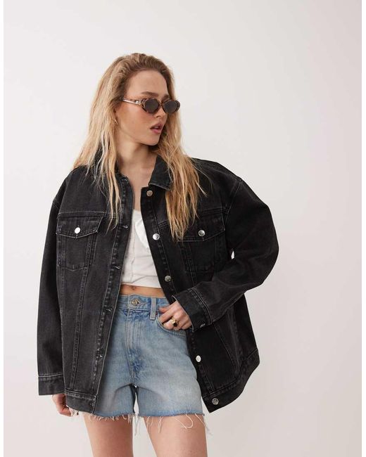 Miss Selfridge Natural Oversized Denim Jacket