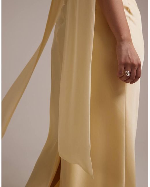 ASOS Natural Asos Design Curve Bridesmaids Halter Neck Satin Maxi Dress With Scarf Detail