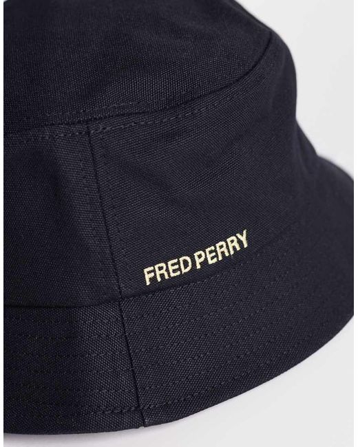 Fred Perry Blue Large Logo Canvas Bucket Hat for men