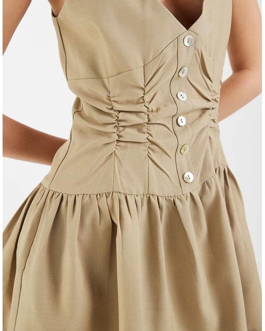 Motel Natural Makana Plunge Mini Dress