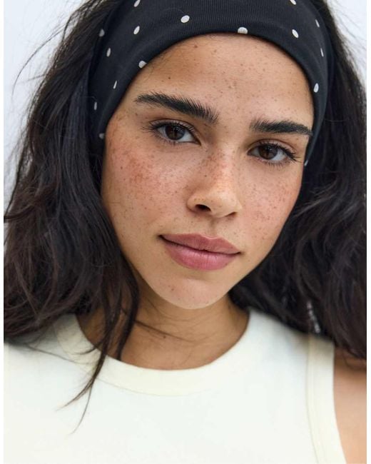 Stradivarius White Set Of 2 Elasticated Polka Dot Hair Bands