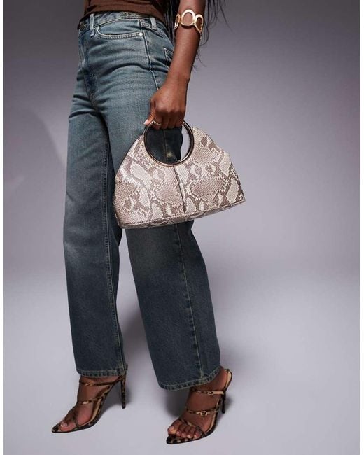 River Island Natural Ring Handle Clutch Bag