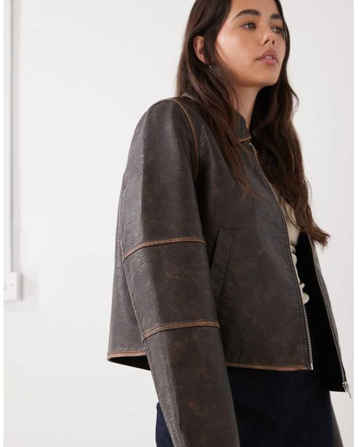 Noisy May Multicolor Boxy Faux Leather Jacket
