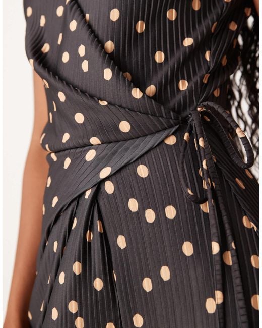 ASOS Natural Plisse Sleeveless Wrap Tie Front Maxi Dress