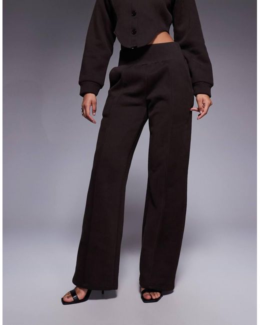 Wanderdoll Blue Hattie Cotton Blend Tailored Wide Leg Seam Detail Trouser Co-Ord