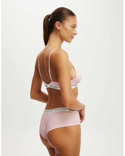 Cotton On White Branded Cotton Cross Over Bralette