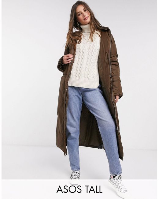 brown asos puffer coat