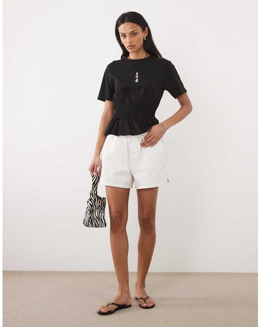 Threadbare Black Jersey Short Sleeve Peplum Top