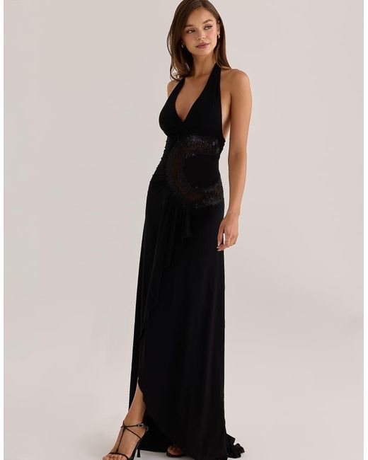House Of Cb Black Natalina Custom Hand Beaded & Embellished Maxi Dress
