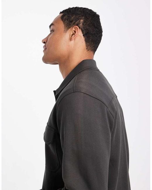 Camicia Giacca Scuro Con Tasche Sul Davanti E Bottoni di Threadbare in Black da Uomo