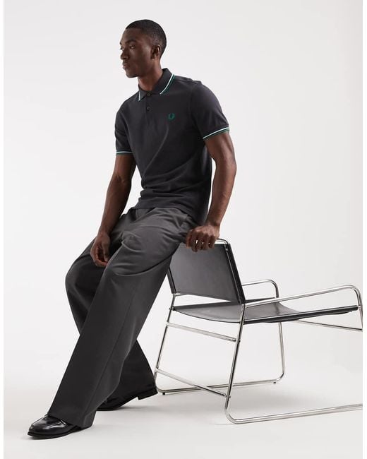 Fred Perry Black Twin Tipped Polo Shirt for men