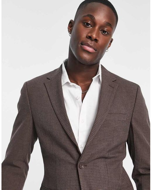 SELECTED Brown Slim Fit Suit Jacket for men