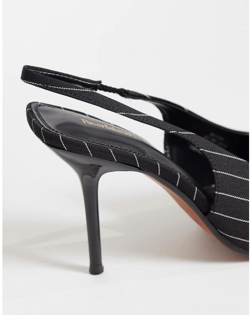 River Island Black Pinstripe Slingback Heeled Pumps