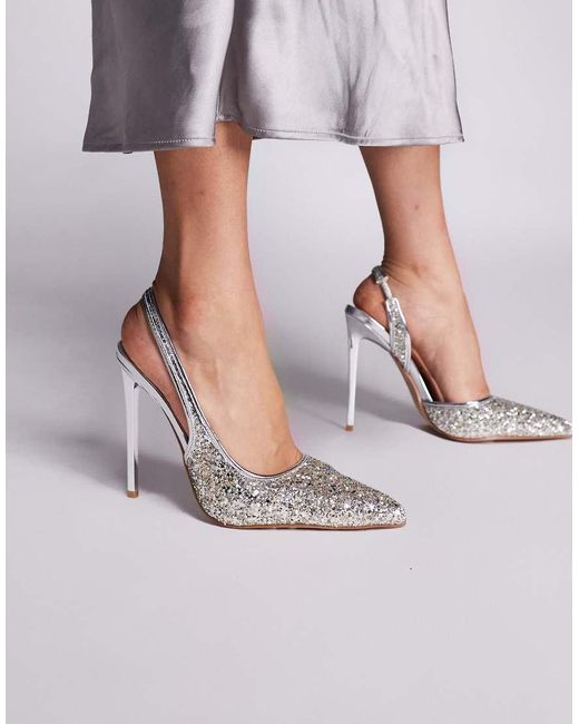 SIMMI Gray Simmi London Hollie Slingback Heeled Pumps
