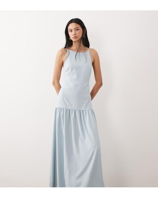 ASOS Blue Asos Design Tall Cami Scoop Neck Drop Waist Maxi Dress