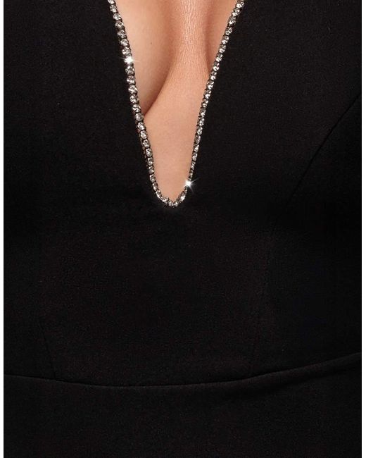 Goddiva Black Strapless Super Plunge Diamante Neck Maxi Dress