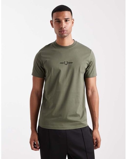 Fred Perry Green Embroidered T-shirt for men