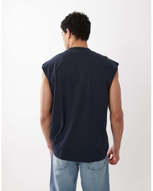 HUGO Blue Hugo Sleeveless Cotton T-shirt With Logo Detail for men