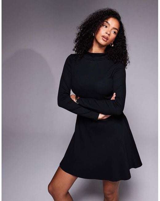 ASOS Grown On Neck Roll Neck Mini Dress in Black | Lyst ASOS Grown On Neck Roll Neck Mini Dress in Black | Lyst