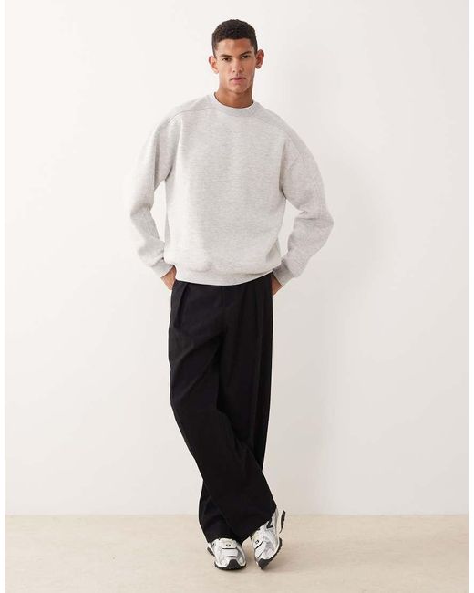 Sudadera Gris Jaspeado Extragrande Con Paneles Acanalados De -Blanco ASOS de hombre de color White