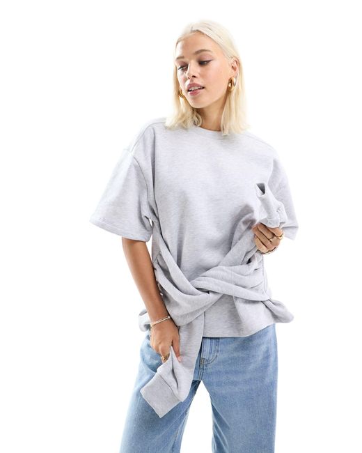 ASOS White Short Sleeve Sweatshirt With Sleeve Wrap