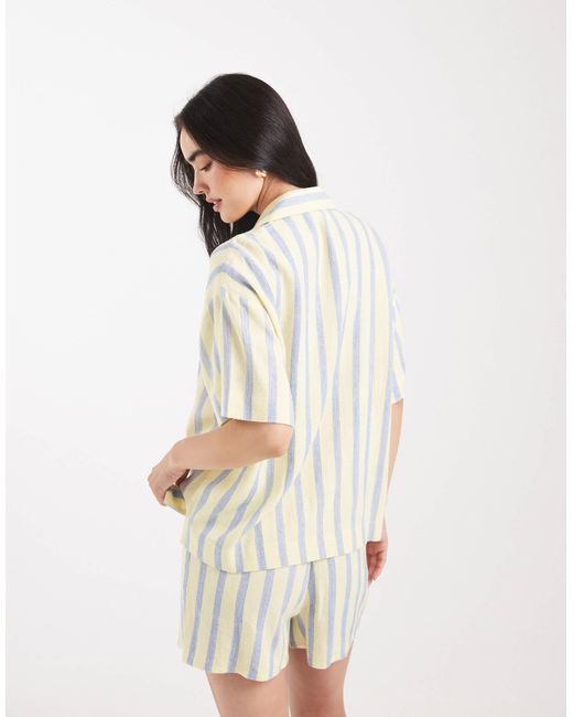 ASOS White Linen Blend Short Sleeve Co-ord Shirt