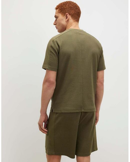 River Island Green Slim Fit Textured Pocket T-Shirt for men