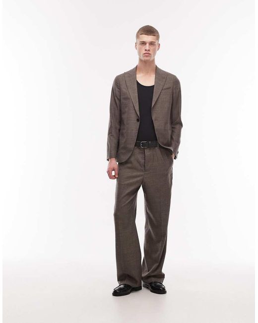 AllSaints Brown Clover Co-Ord Wool Blend Tailored Trouser for men