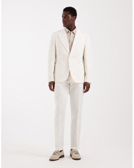 ASOS White Mix & Match Linen Rich Slim Suit Trousers for men