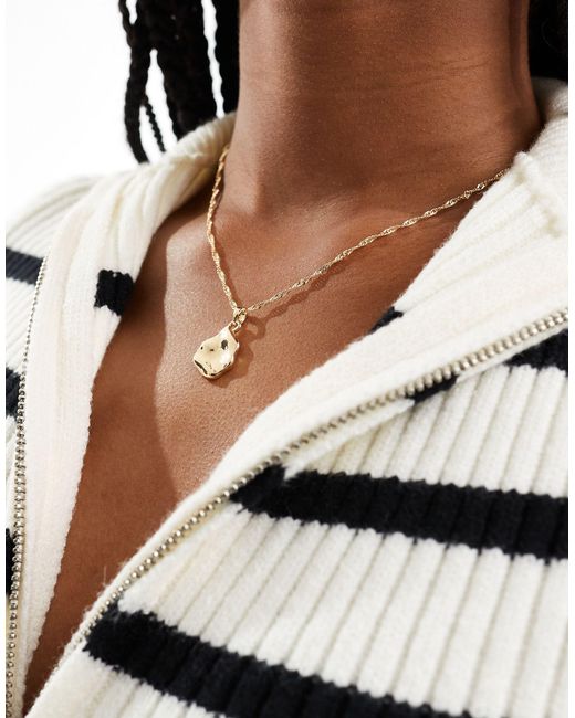 ASOS Black Necklace With Twist Chain And Molten Pendant