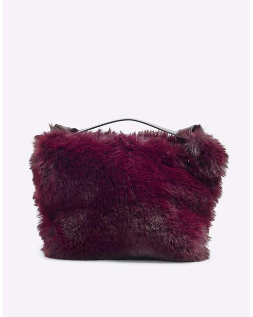 River Island Purple Faux Fur Shoulder Bag