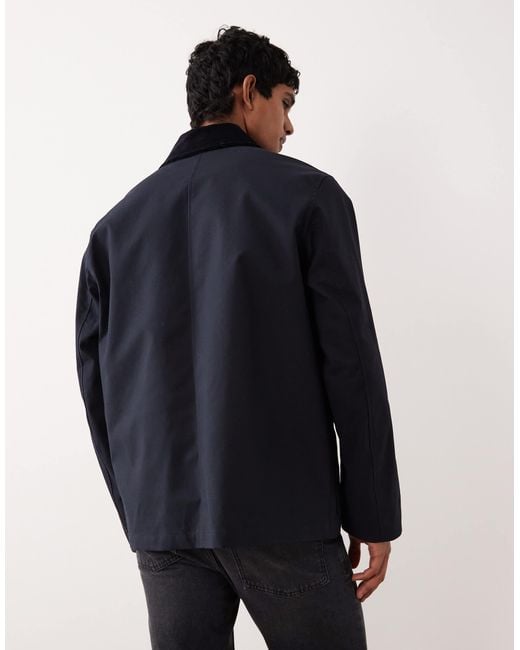 ARKET Blue Waxed Cotton Jacket With Contrast Cord Collar for men