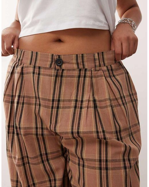 Noisy May Brown High Waist Wide Leg Trousers With Pleat Detail