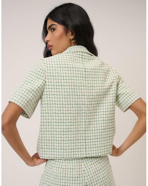 Nobody's Child Green Check Short Sleeve Boucle Jacket