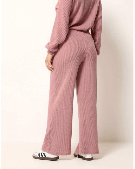 PixieGirl Pink Petite Textured Wide Leg Trousers