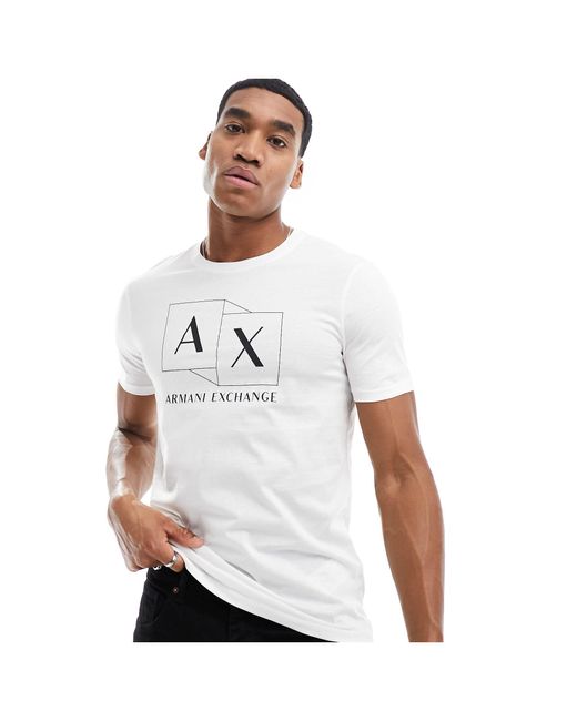 T-shirt coupe slim à logo encadré - cassé Armani Exchange pour homme en coloris White