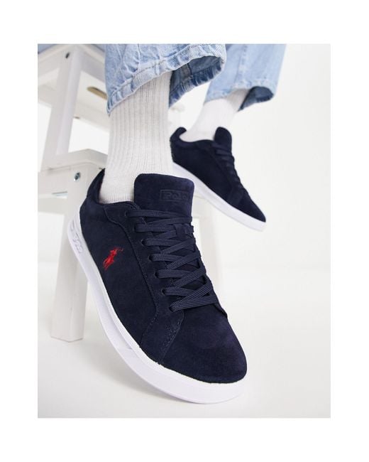 Polo Ralph Lauren Heritage Court - Sneakers Van Suède Met Ponylogo in het Blue voor heren