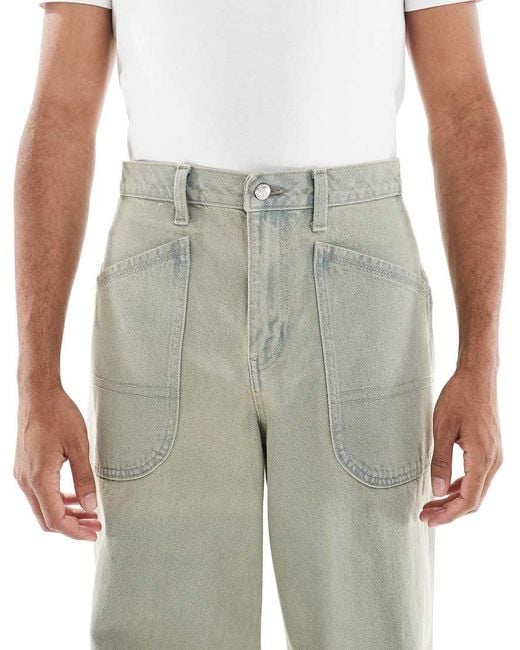 Vaqueros Azules Muy Holgados Con Lavado Claro Tintado Y Tira Ajustable En La Parte Trasera De ASOS de hombre de color Green