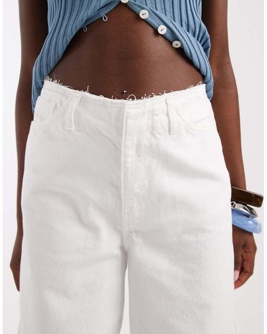 ASOS White Low Rise Raw Waistband Straight Leg Jean
