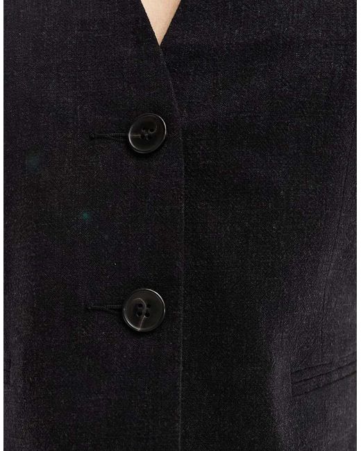 ASOS Black Waistcoat With Linen