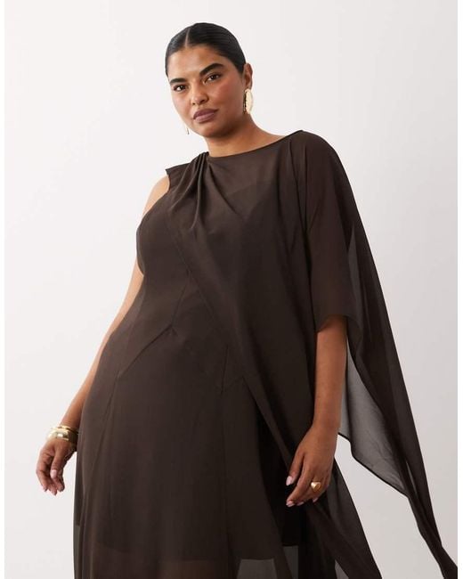 Forever New Black Cape Sleeve Maxi Dress