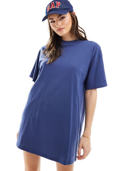 Robe t-shirt courte et oversize - marine ASOS en coloris Blue