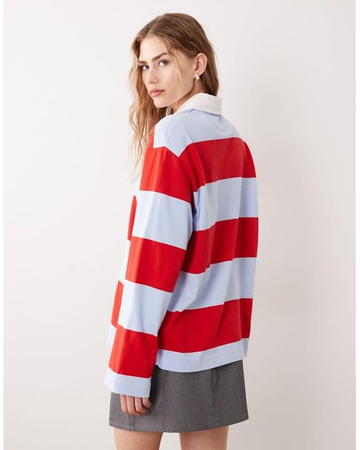 ARKET Red Long Sleeve Rugby Polo Shirt