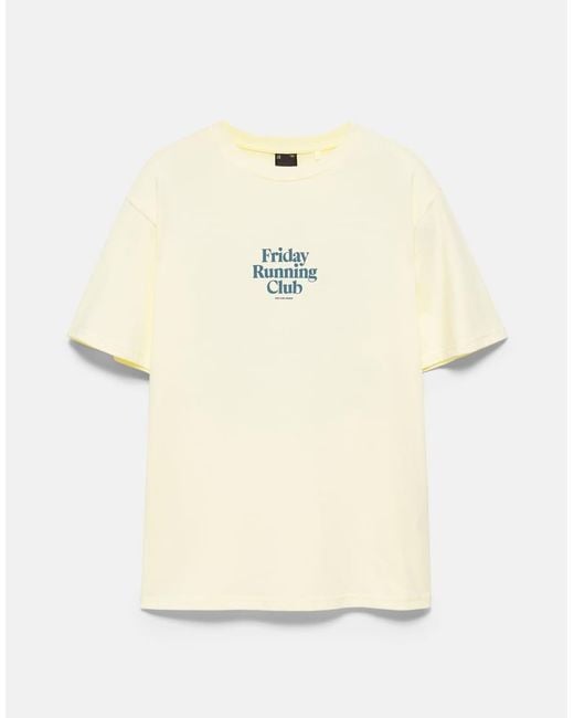 Pull&Bear Natural Friday Running Club Graphic T-shirt for men