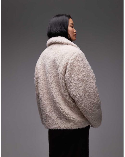 & Other Stories Gray Wool Rich Midi Length Faux Fur Jacket