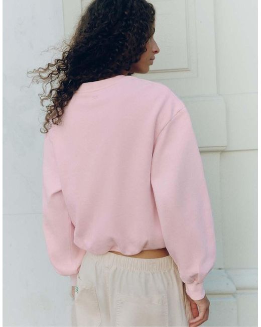 Pull&Bear Blue Cropped Round Neck Sweatshirt