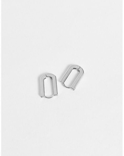 FADED FUTURE White Mini Oval Hoop Earrings for men