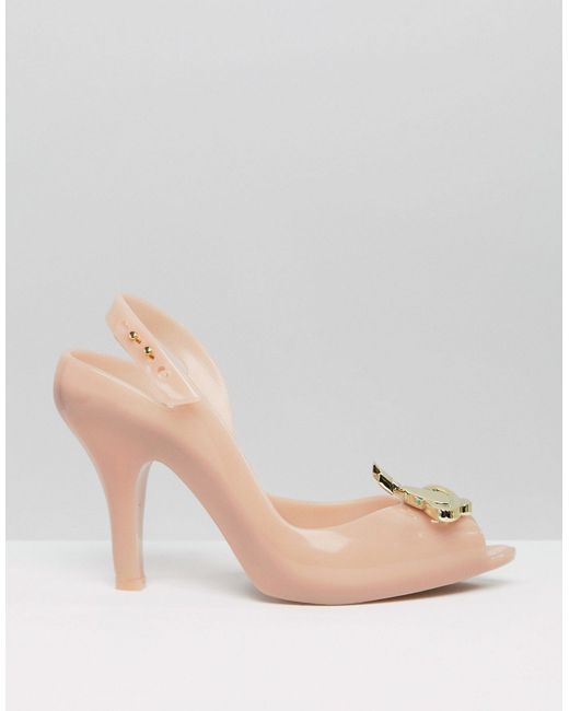Melissa + Vivienne Westwood Anglomania Natural Lady Dragon Nude Orb Sling Heeled Sandals - Nude Orb