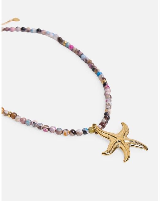 Public Desire White Coloured Beaded Starfish Detail Necklace